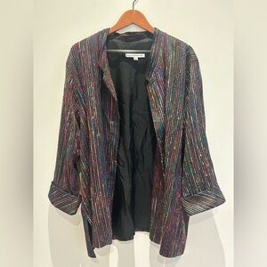 Caroline Rose Women’s Size 3x 100% Silk Art to Wear Lux Banded Rainbow Blazer